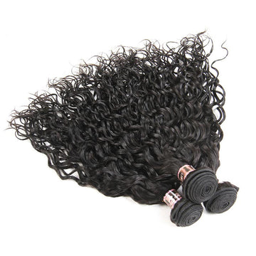 Peruvian Water Wavy Human Hair Bundles With Frontal-7
